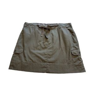 Denver Hayes Khaki Green Linen Blend Cargo Skirt With Pockets - Size 18